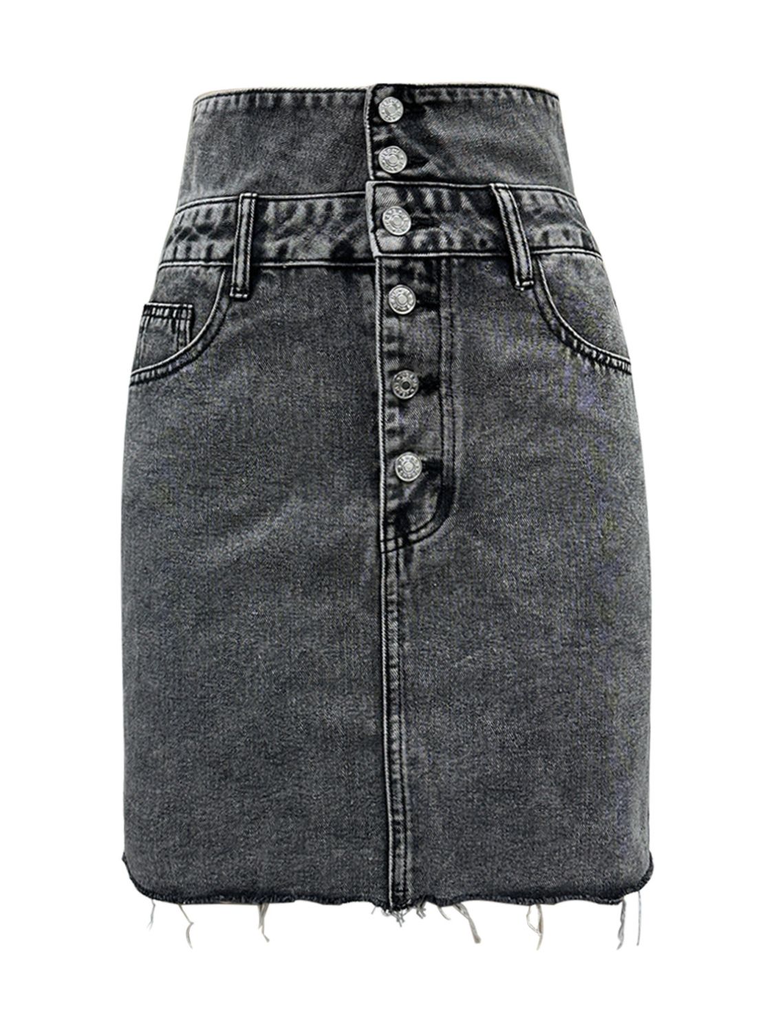 Hazel Blues® |  Raw Hem High Waist Denim Skirt