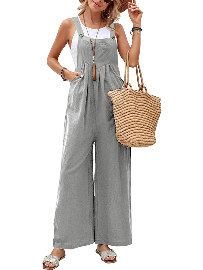 Hazel Blues® |  Square Neck Wide Strap Overalls