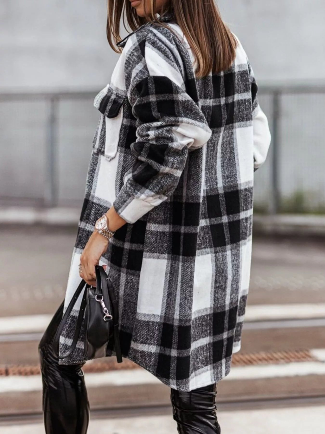 Button-Down Collared Neck Plaid Flannel Shacket – Hazel Blues®