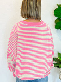 Hazel Blues® |  Striped Round Neck Long Sleeve Sweatshirt