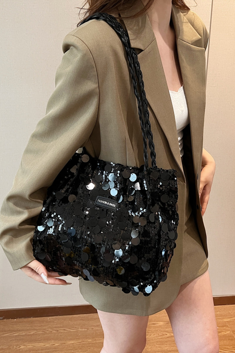 Hazel Blues® |  Sequin Braided Strap Shoulder Bag