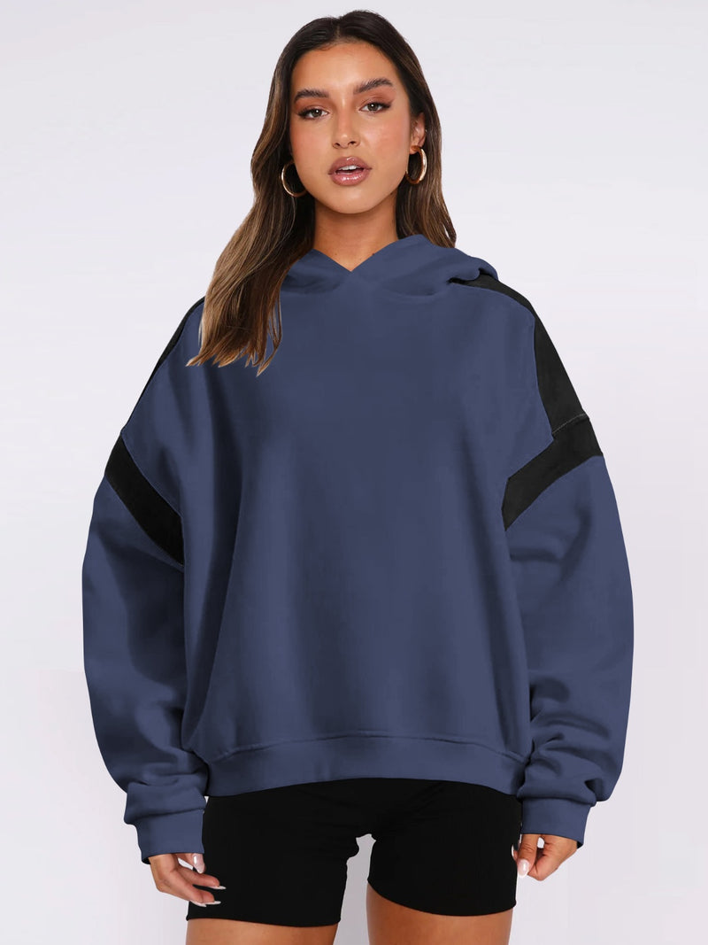 Hazel Blues® |  Contrast Dropped Shoulder Long Sleeve Hoodie