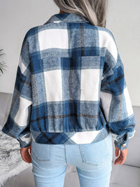 Hazel Blues® |  Plaid Collared Neck Long Sleeve Jacket