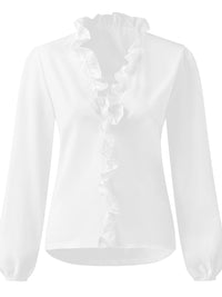 Hazel Blues® |  Ruffled V-Neck Long Sleeve Blouse