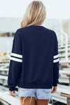 Hazel Blues® |  Evergreen Varsity Striped Detail Drop Shoulder Oversized Sweatshirt