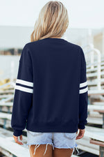 Hazel Blues® |  Evergreen Varsity Striped Detail Drop Shoulder Oversized Sweatshirt