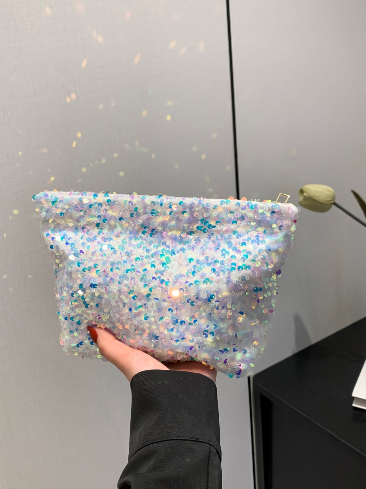 Hazel Blues® |  Sequin Clutch with Zipper