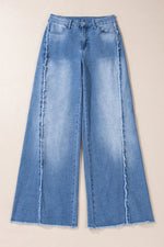 Hazel Blues® |  Raw Hem Wide Leg Jeans with Pockets