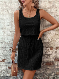 Hazel Blues® |  Eyelet Drawstring Round Neck Sleeveless Dress