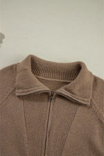 Hazel Blues® |  Zip Up Long Sleeve Geometric Cardigan