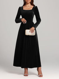 Hazel Blues® |  Velvet Square Neck Long Sleeve Dress