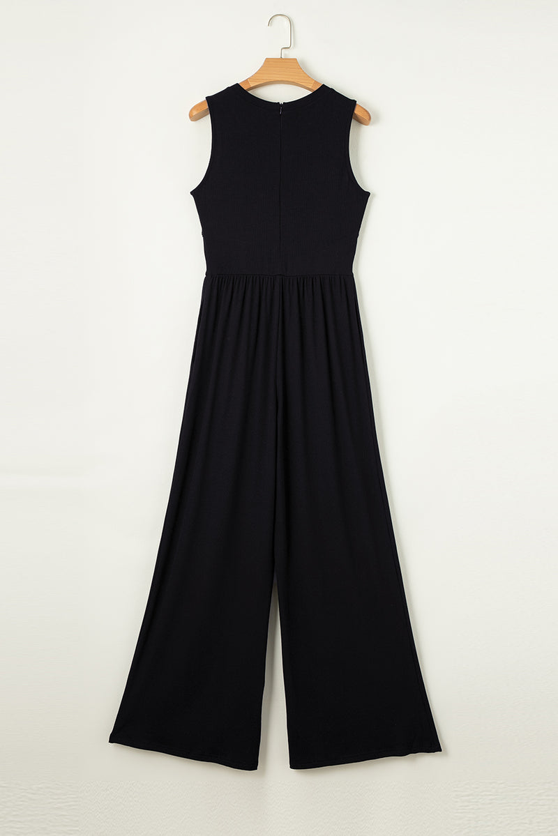 Hazel Blues® |  Round Neck Sleeveless Jumpsuit
