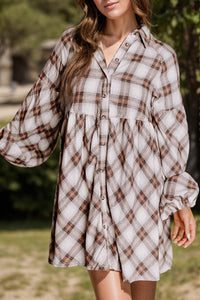 Hazel Blues® |  Plaid Long Sleeve Mini Shirt Dress