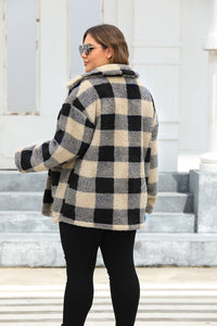 Hazel Blues® | Plaid Button Up Long Sleeve Coat