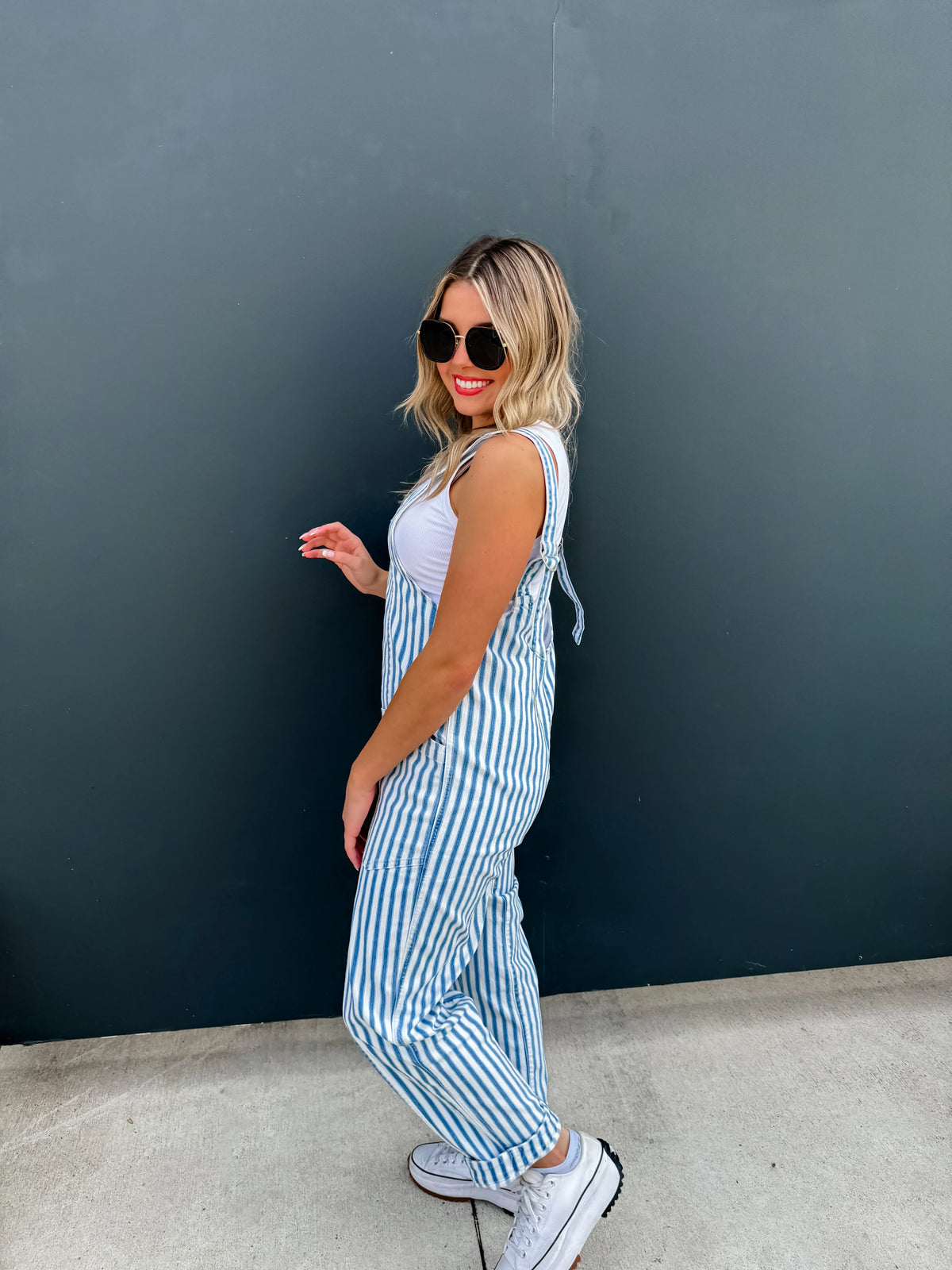 Hazel Blues® |  PREORDER: Blue Stripe Britte Romper Overalls