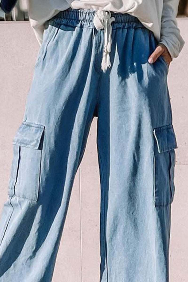 Hazel Blues® |  Drawstring Wide Leg Jeans with Pockets