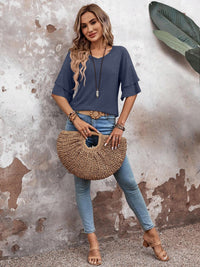 Hazel Blues® |  V-Neck Half Sleeve Blouse