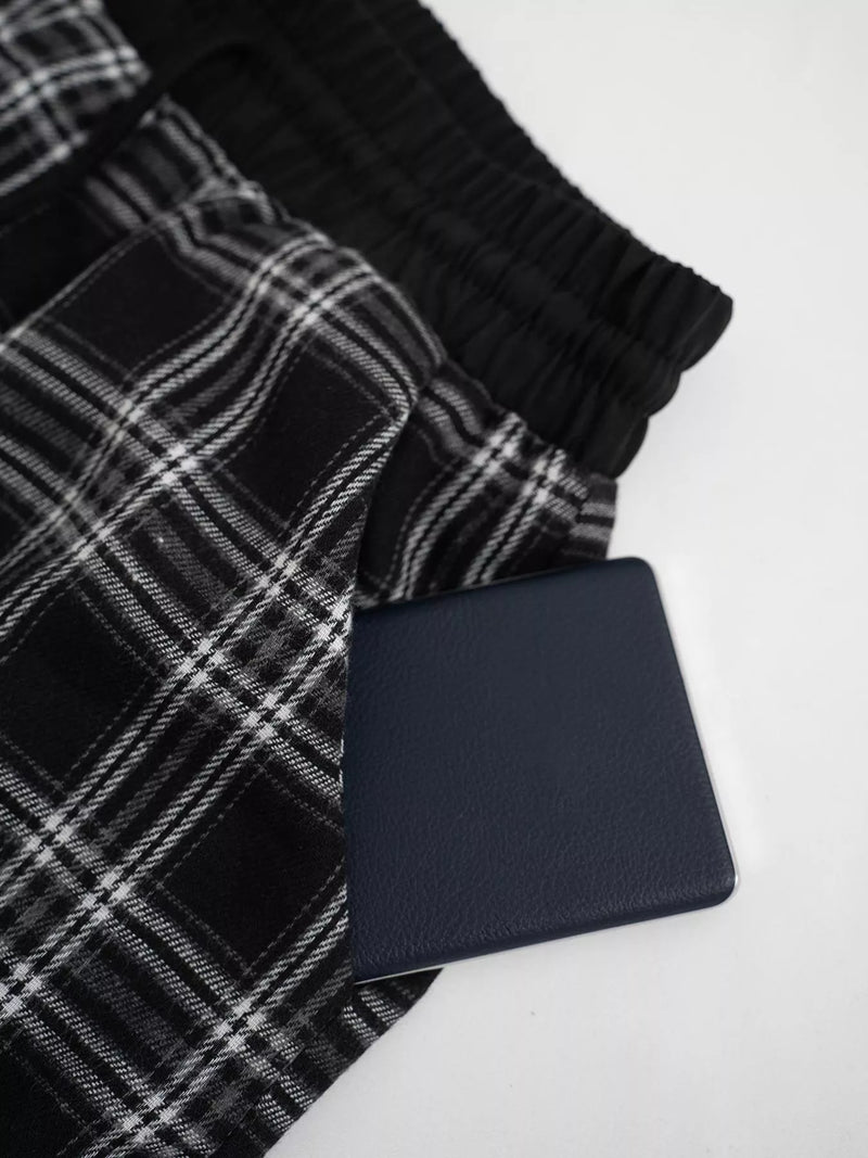 relaxed fit mens plaid dress pants Plaid Pajama Pants for Tall Men in Navy & Red Tartan M / Extra Tall / Navy & Red Tartan main image 0