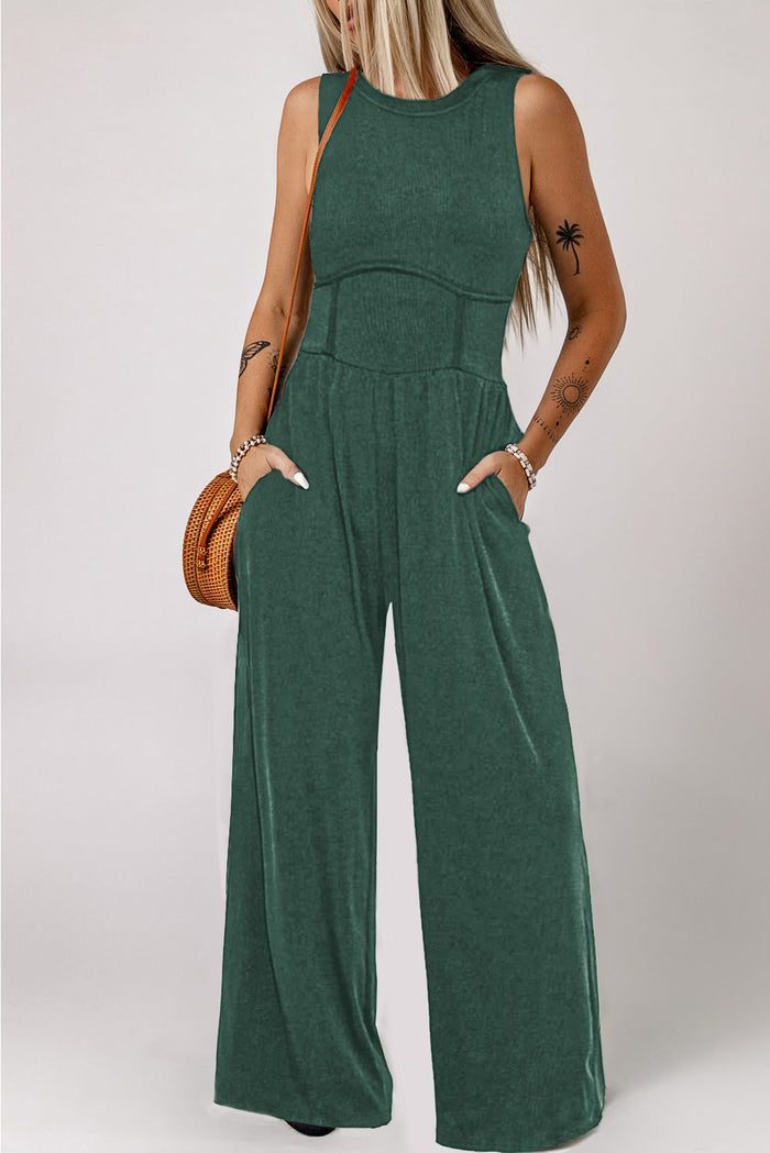 Hazel Blues® |  Round Neck Sleeveless Jumpsuit