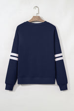 Hazel Blues® |  Evergreen Varsity Striped Detail Drop Shoulder Oversized Sweatshirt