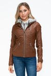 Hazel Blues® |  YMI Faux Layered Double-Zipper Jacket with Fuzzy Hood