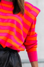 Hazel Blues® |  Striped Round Neck Long Sleeve Knit Top