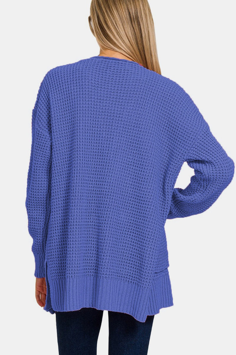 Hazel Blues® |  Zenana Waffle Open Front Sweater Cardigan