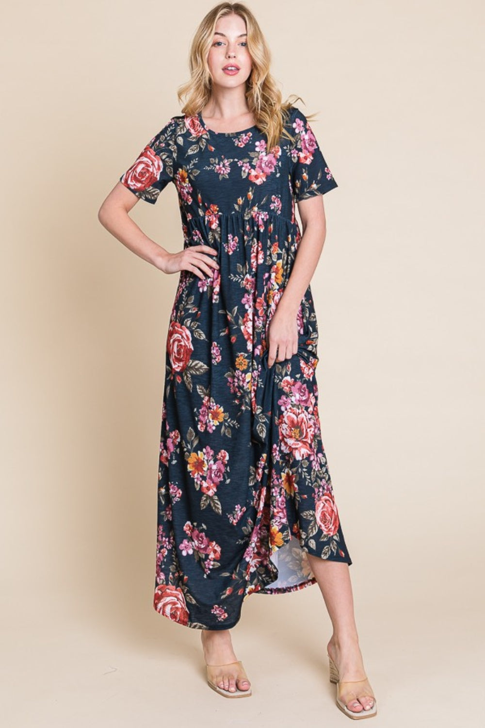 Hazel Blues® |  BOMBOM Floral Short Sleeve Maxi Dress