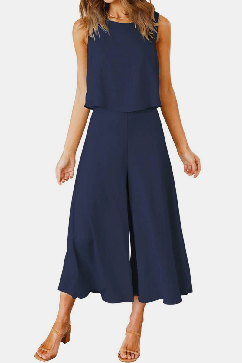 Hazel Blues® |  Round Neck Top and Wide Leg Pants Set