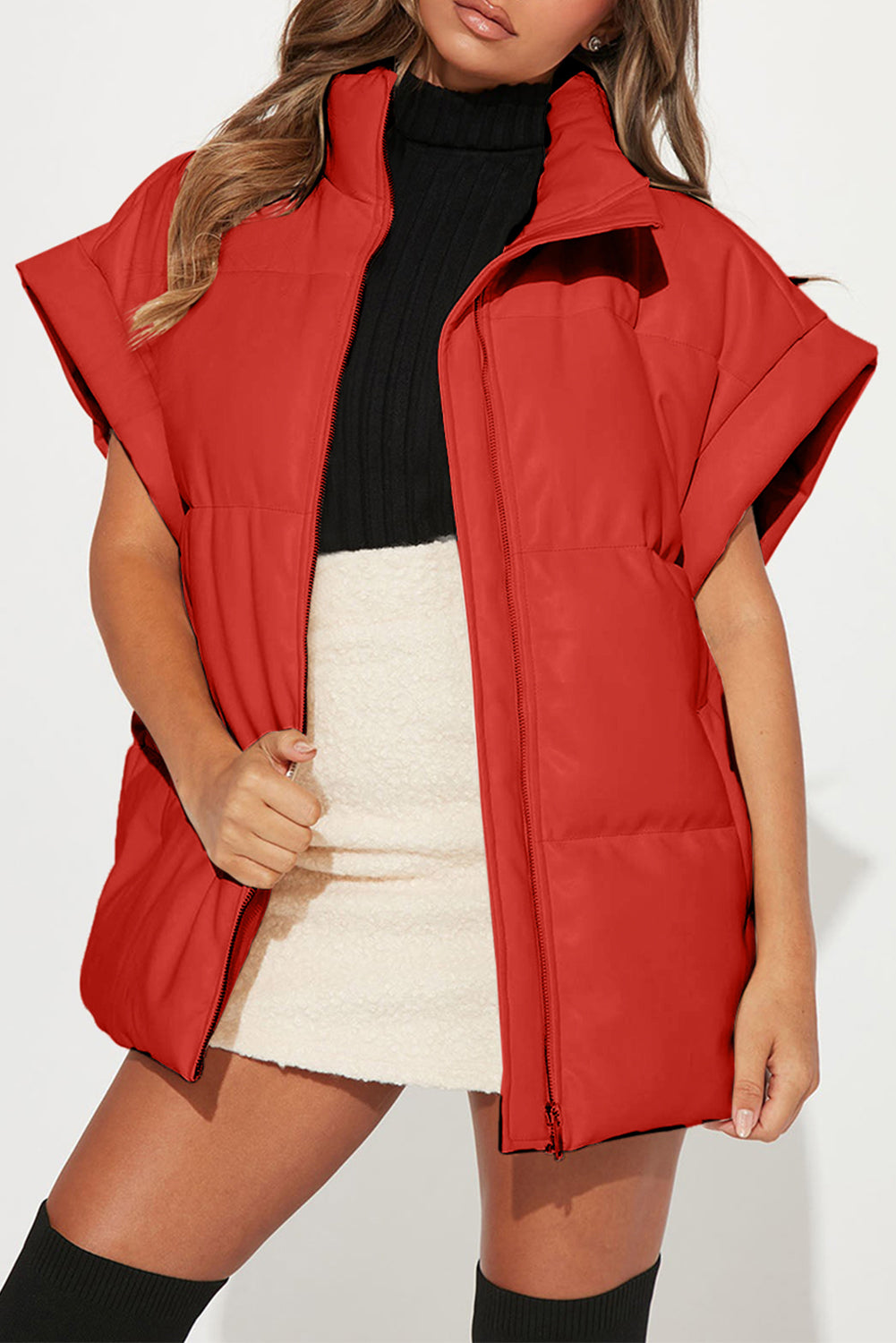 Hazel Blues® |  Pocketed Zip Up Vest Coat