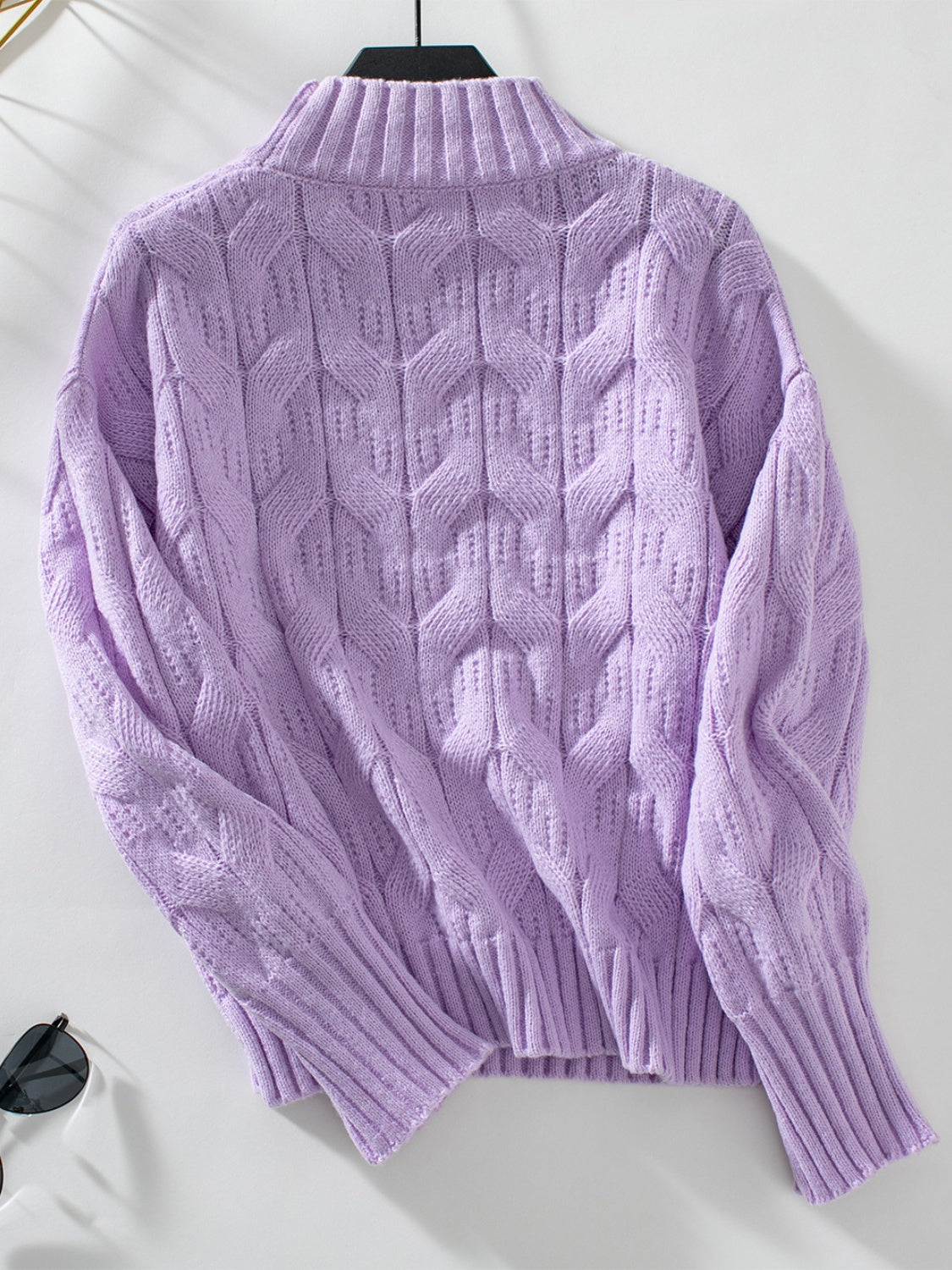 Cable Knit Mock Neck Long Sleeve Sweater