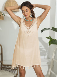 Hazel Blues® |  Tassel Scoop Neck Wide Strap Cover-Up