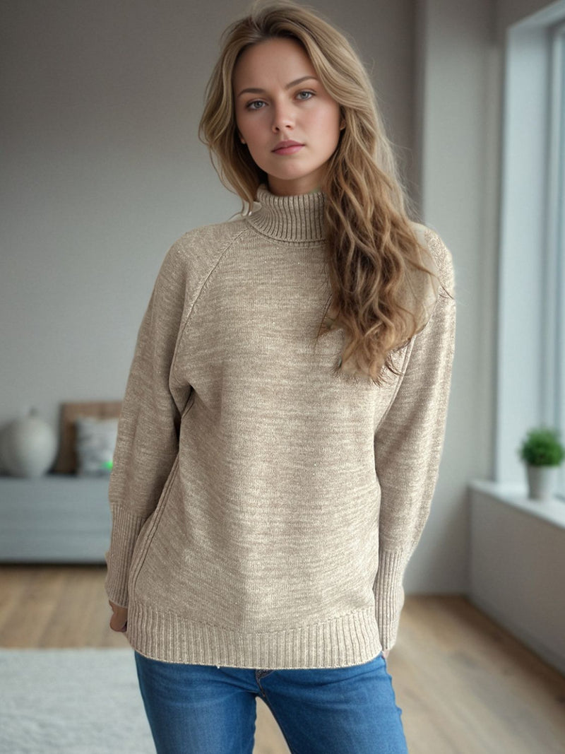 Hazel Blues® |  Turtleneck Raglan Sleeve Sweater