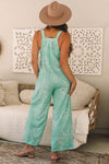 Hazel Blues® |  Moonlight Jade Printed Bib Wide Leg Overall