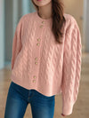 Hazel Blues® |  Cable-Knit Round Neck Long Sleeve Cardigan