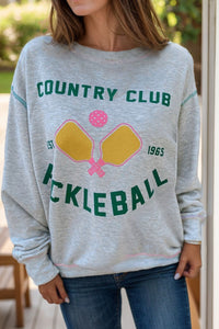 Hazel Blues® |  Pickleball Round Neck Dropped Shoulder Sweatshirt