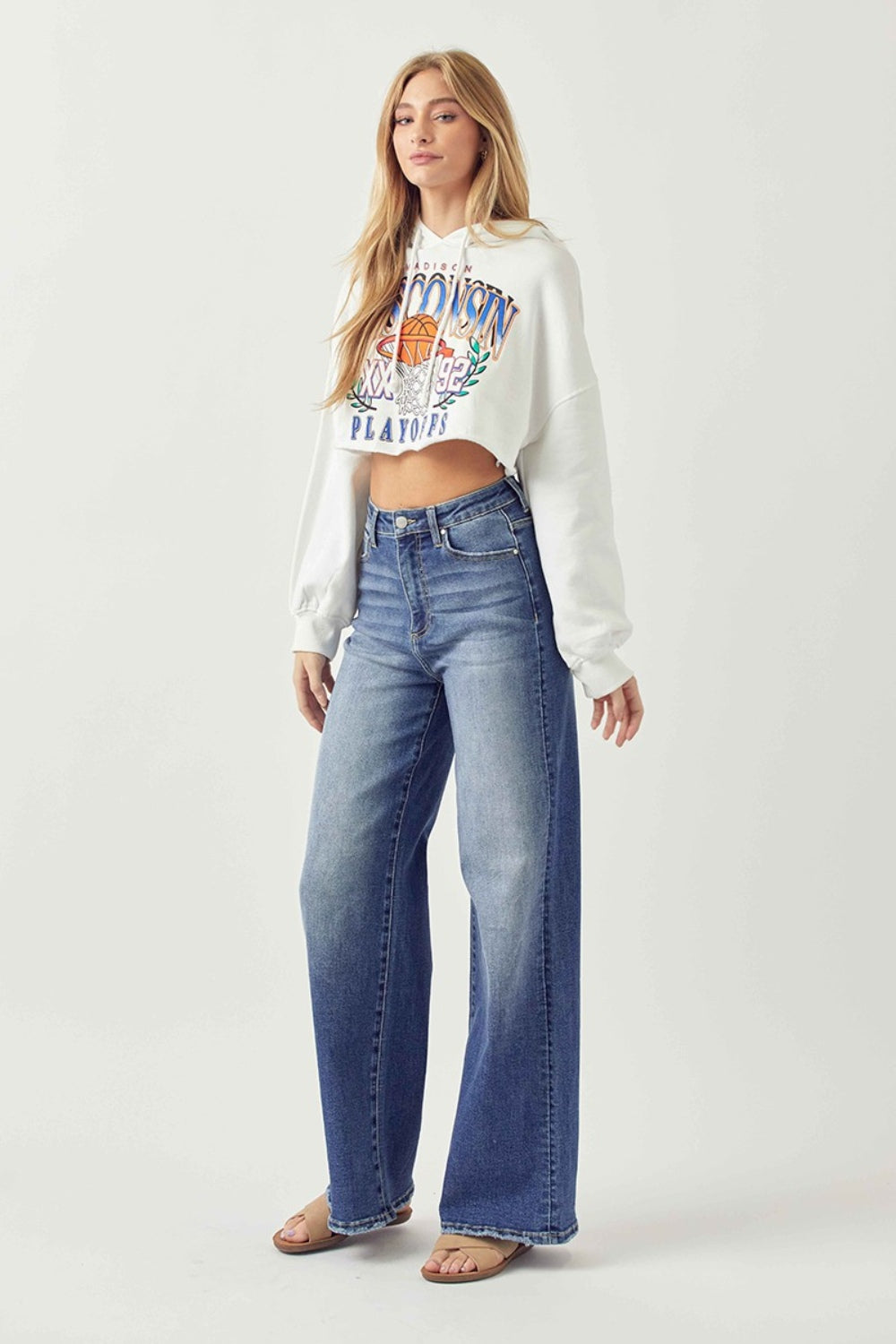 Hazel Blues® |  Risen High Rise Wide Leg Jeans