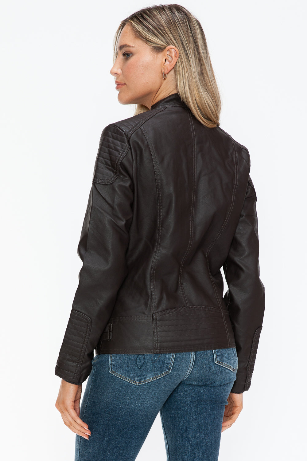 Hazel Blues® |  Snobbish Faux Leather Biker Jacket with Side Zip Pockets