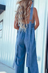 Hazel Blues® |  V-Neck Wide Leg Denim Jumpsuit