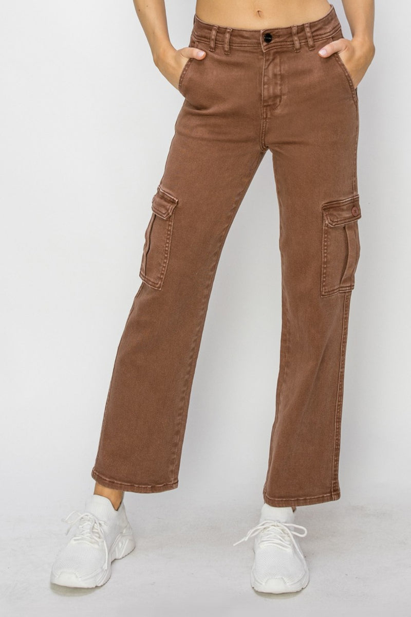 Hazel Blues® |  Risen High Rise Cargo Jeans