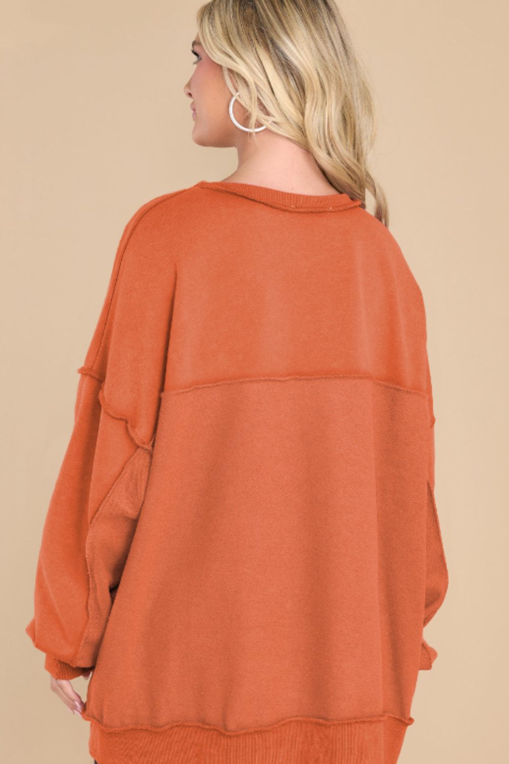 Hazel Blues® |  Exposed Seam Long Sleeve Sweatshirt