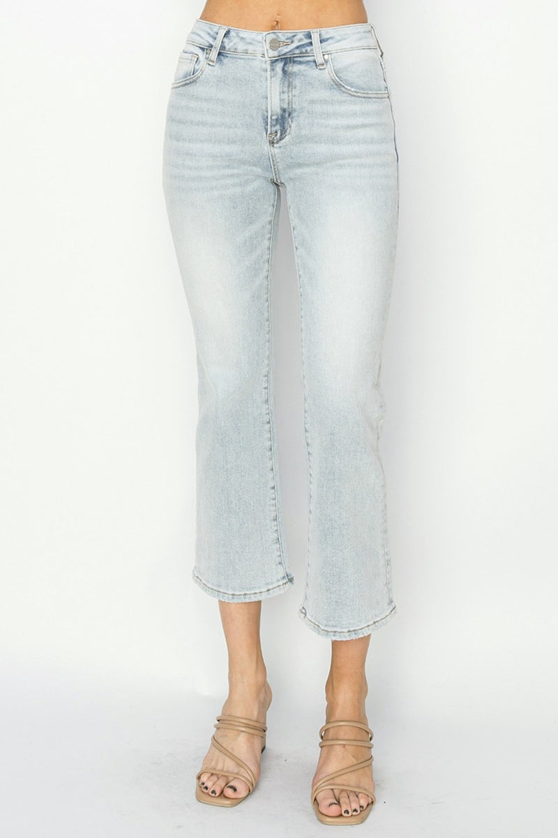 Hazel Blues® |  RISEN Mid Rise Cropped Flare Jeans