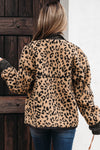 Hazel Blues® |  Khaki Leopard Print Zip Up Stand Neck Side Pocket Jacket