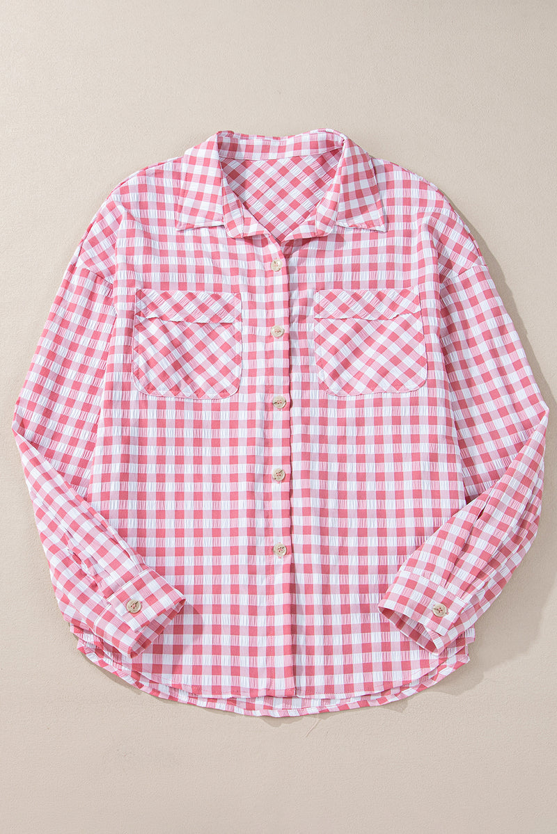 Hazel Blues® |  Plaid Collared Neck Long Sleeve Shirt