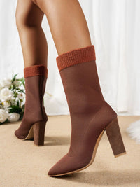 Hazel Blues® |  Mesh Point Toe Block Heel Boots