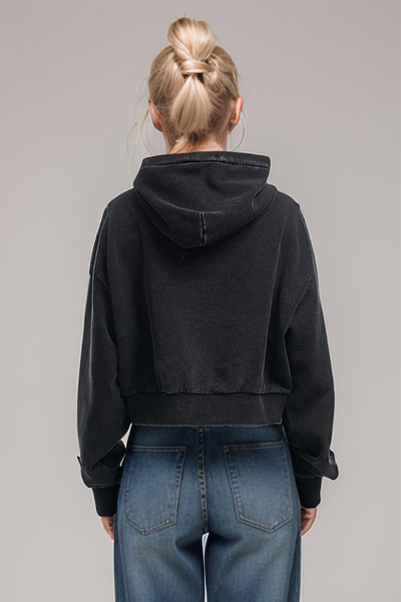 Hazel Blues® |  Basic Bae Kangaroo Pocket Long Sleeve Cropped Hoodie