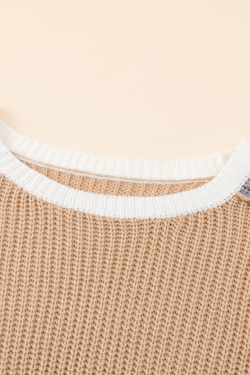 Hazel Blues® |  Color Block Round Neck Drop Shoulder Sweater