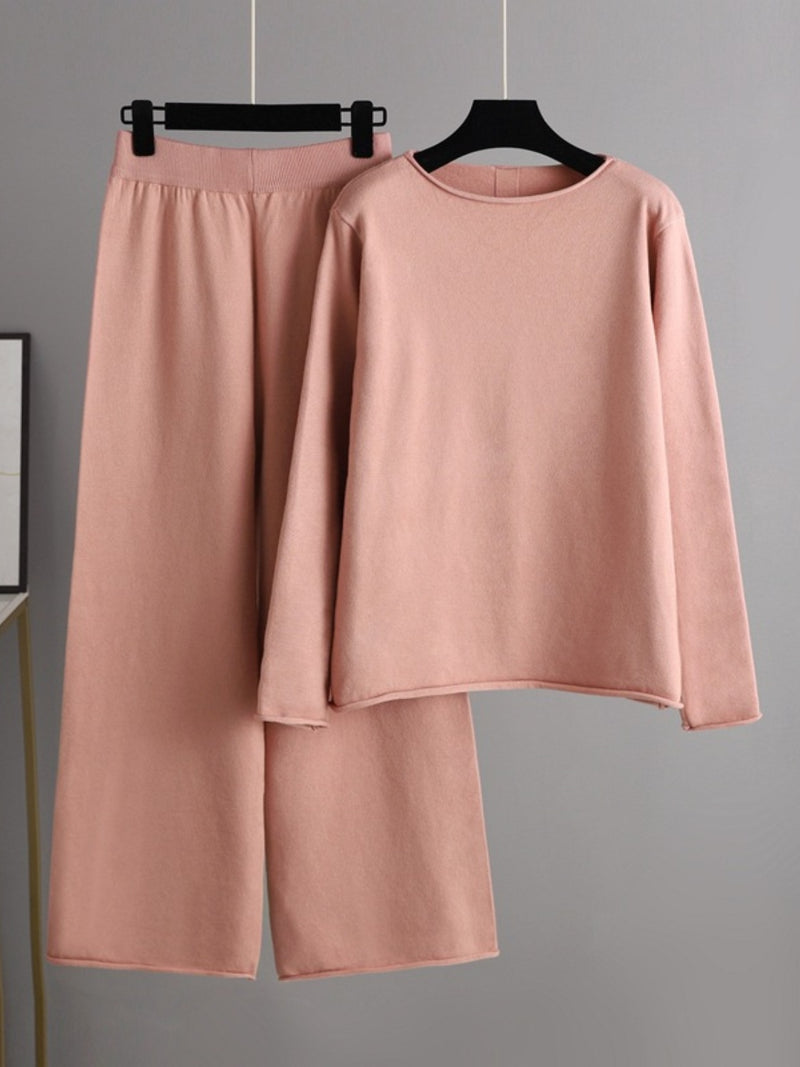Hazel Blues® |  Basic Bae Rolled Round Neck Top and Pants Sweater Set