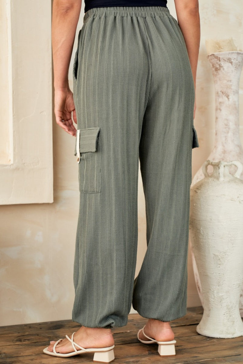 Hazel Blues® |  Hailey & Co Textured Rib Cargo Pants