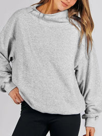 Hazel Blues® |  Mock Neck Drop Shoulder Long Sleeve Sweatshirt